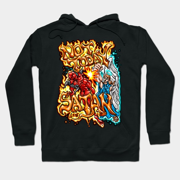 Not Today Satan Uppercut Hoodie by Shawnsonart